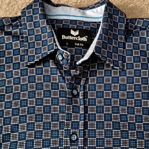 Buttercloth Mens Tall Fit Printed Dress‎ Shirt Large SUPER Soft